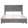 Queen Size Storage Bed Velvet Upholstered Platform Bed with a Big Drawer