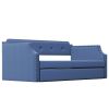 Upholstered Daybed with Trundle;  Wood Slat Support; Upholstered Frame Sofa Bed ;  Twin