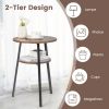 Simple Style 2-Tier Round End Table with Metal Frame